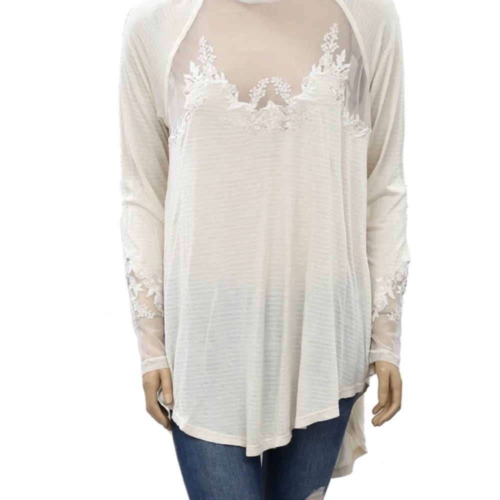 FREE PEOPLE SAHELI TUNIC TOP/ size SP / Ivory/ STUNNING RARE